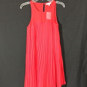 Socialite Red Dress. Small.  Pleated & Sheer.